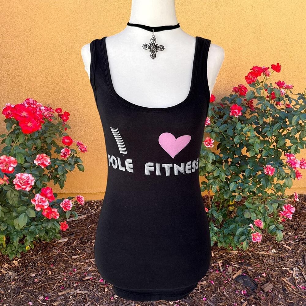 Vtg 'I HEART pole fitness" tank top